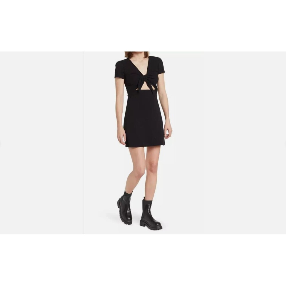 Nordstrom Rack Abound Eco-Friendly Women's Black Tie Front Cutout Mini Dress XL